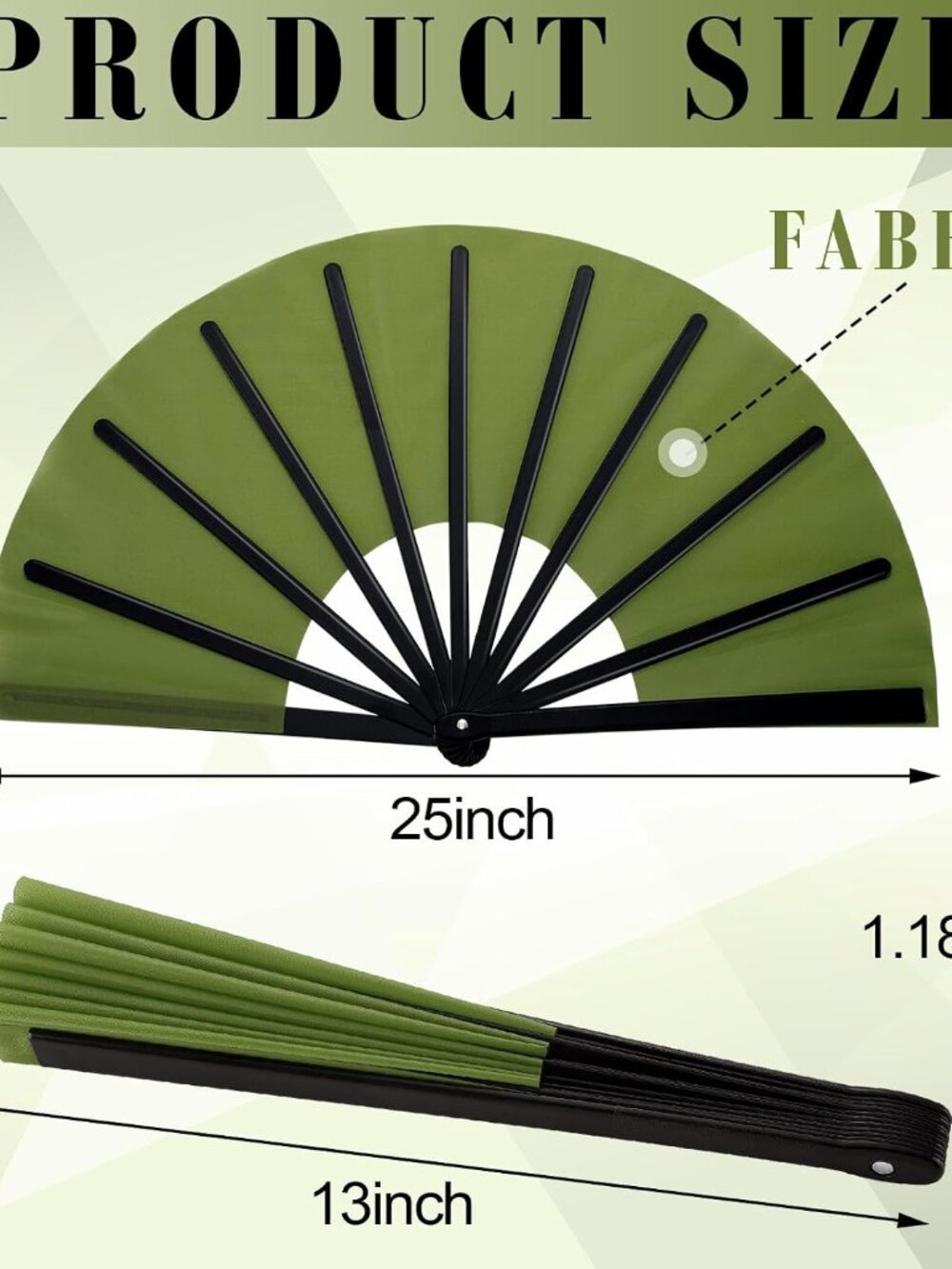 2 Pack Foldable Fans for Rave Dancing,Green,Simple Pattern - Picture 3 of 7